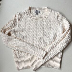 J. Crew Cashmere Cable Knit Crewneck Sweater in Cream
